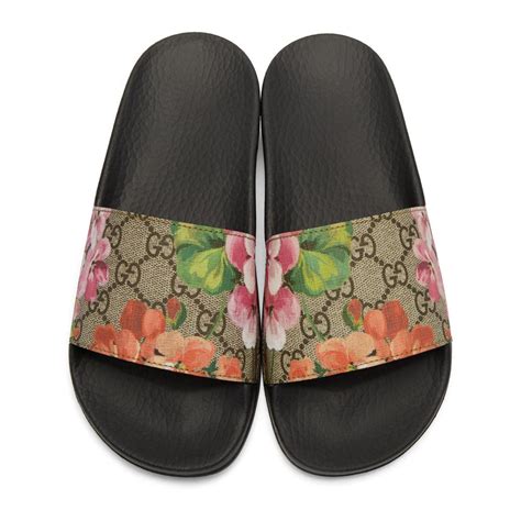 gucci floral slides size 8.